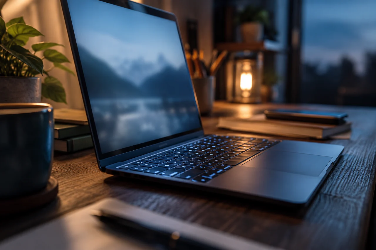 Clavier rétroéclairé d’un ordinateur portable — visuel généré par IA