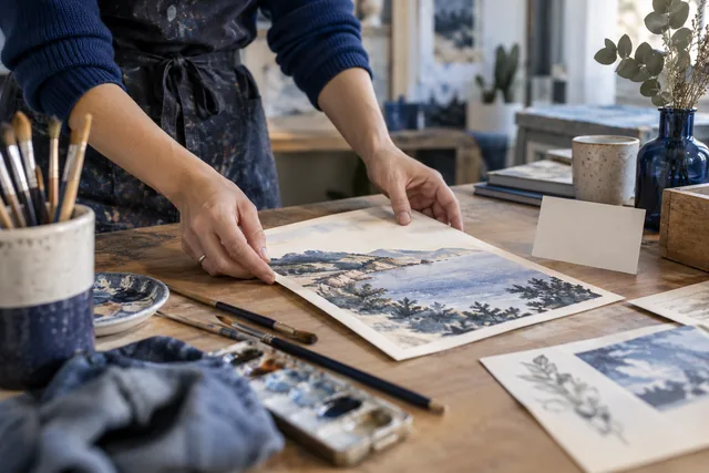  Criação de uma aquarela e seus materiais de preparação — Fotografia gerada por IA