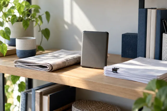  Materiais de leitura recolhidos para monitorização regular — Fotografia gerada por IA