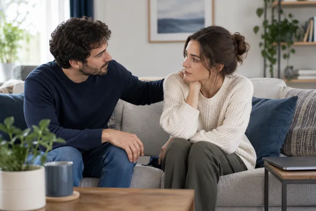  Duas pessoas conversando em um ambiente de apoio calmo — fotografia gerada por IA