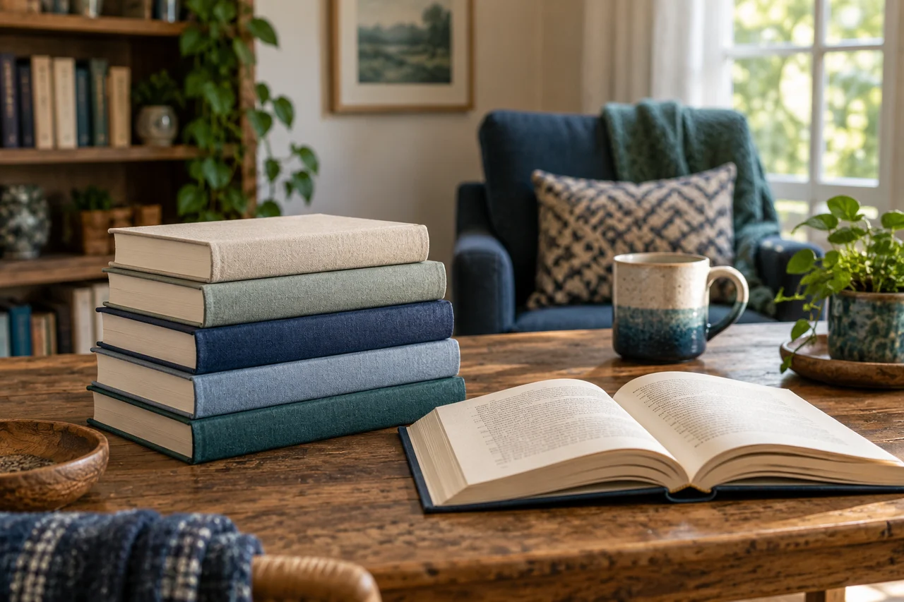 Livres sur une table en bois — visuel généré par IA