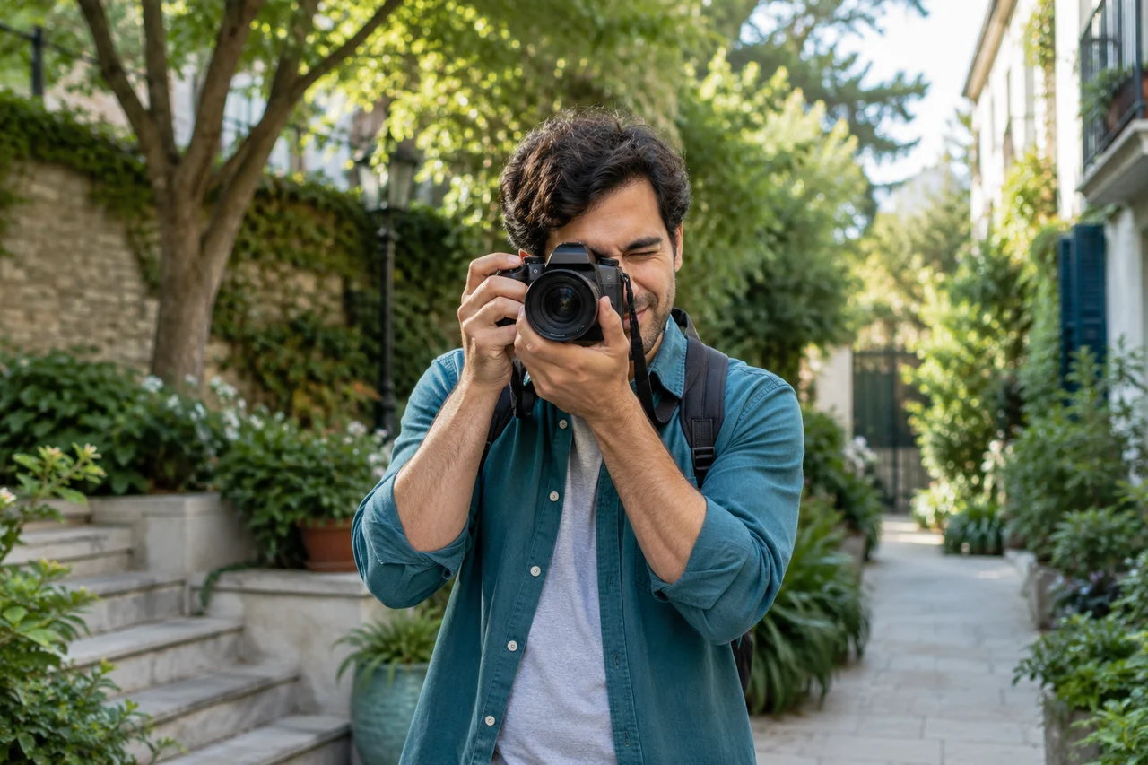 Une personne photographie avec un appareil photo — visuel généré par IA